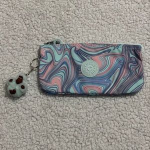 Kipling Marble Pink and Blue Clutch Wallet